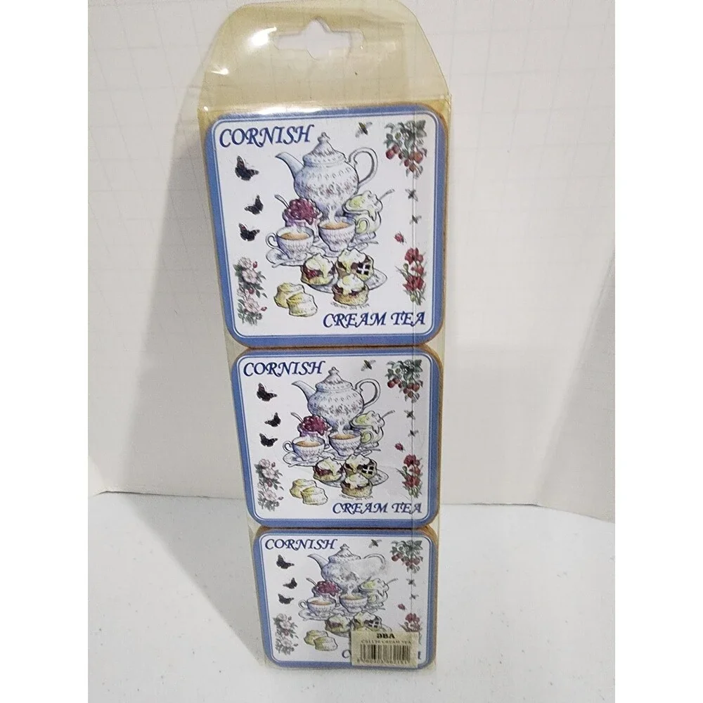 6 Cornish Cream Tea Coasters Tea Set With Desserts Cork Back